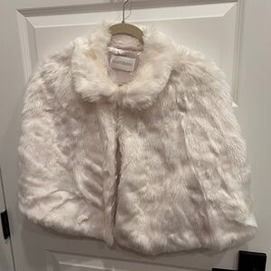David’s bridal plus size white fur cape 2X3X worn once
